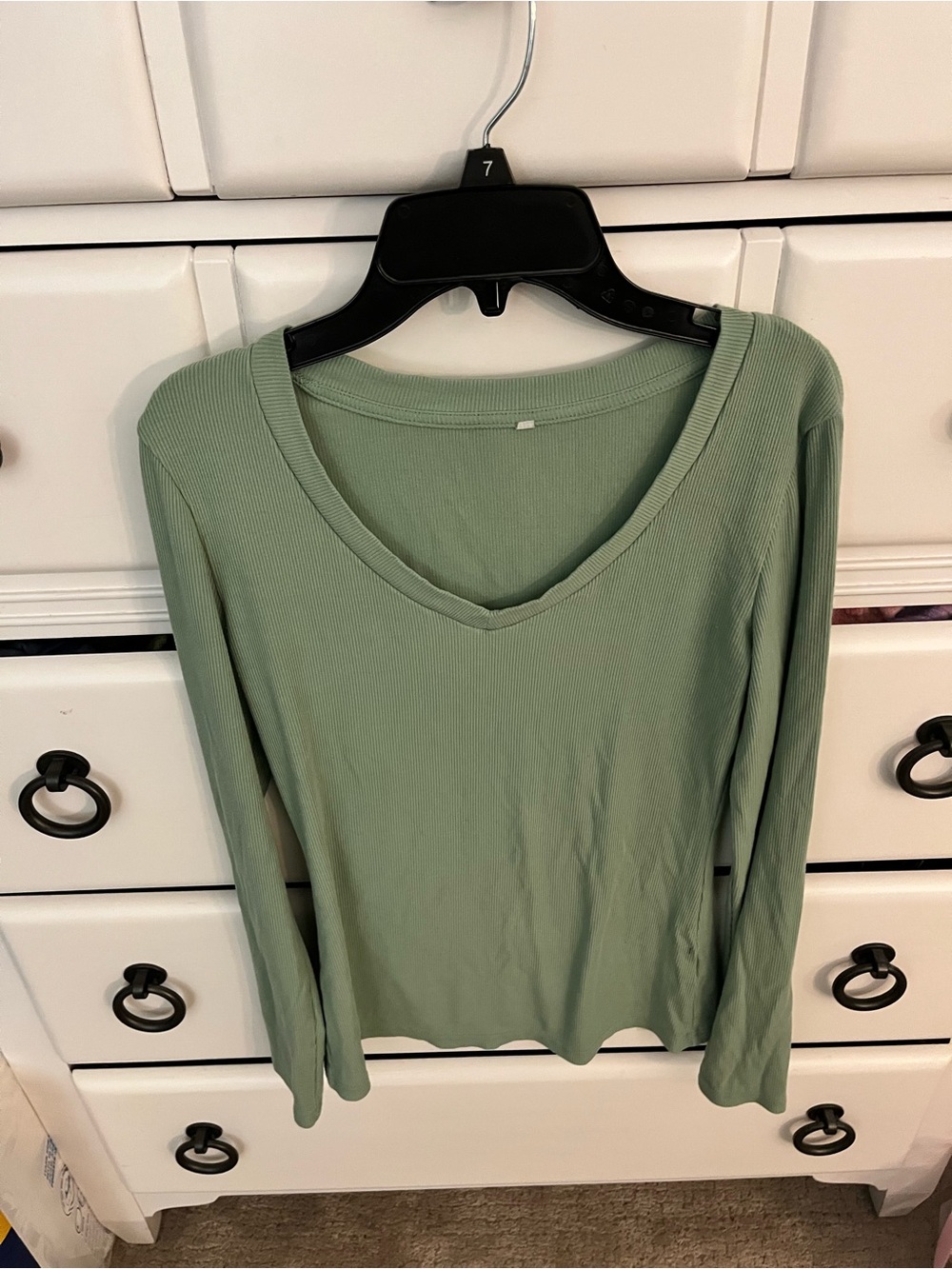 Women’s V-Neck Long Sleeve Top - Sage Green